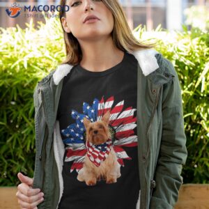 silky terrier american flag sunflower dog lovers 4th of july shirt tshirt 4