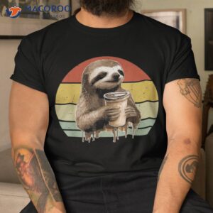sloth drinking coffee funny sloths and lover vintage shirt tshirt
