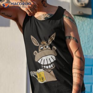 smileteesfunny funny donkey drinking beer satire shirt tank top 1