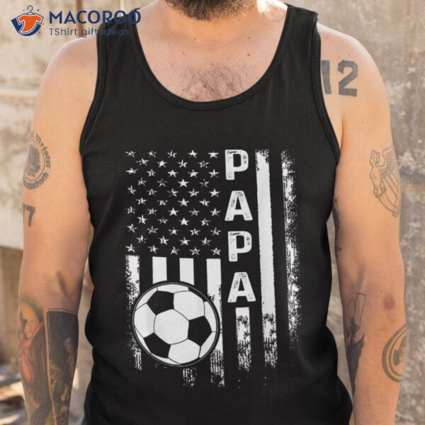 Soccer Papa American Flag Vintage Christmas Xmas Shirt