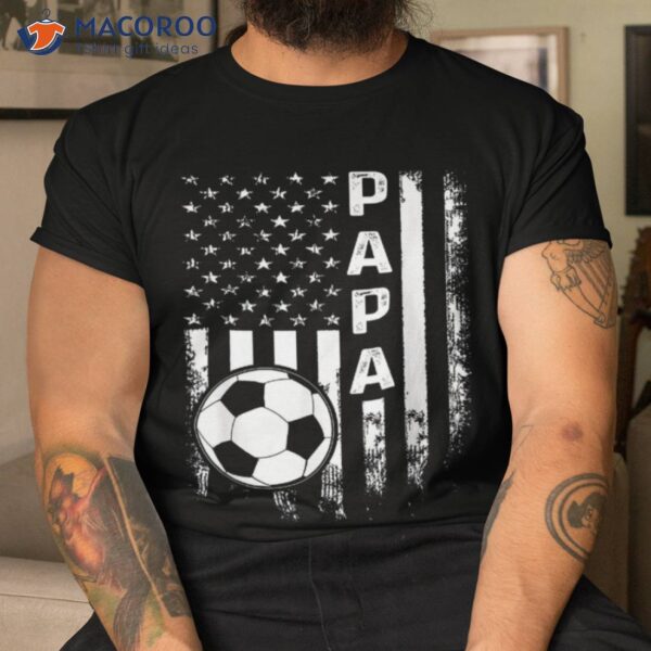 Soccer Papa American Flag Vintage Christmas Xmas Shirt