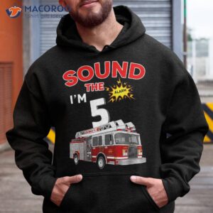 Sound The Alarm I’m 5! Kids Fire Truck Firefighter Birthday Shirt