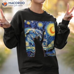 starry night cat van gogh cat black cat shirt sweatshirt 2