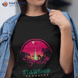 sunset art spacex starship retro shirt tshirt