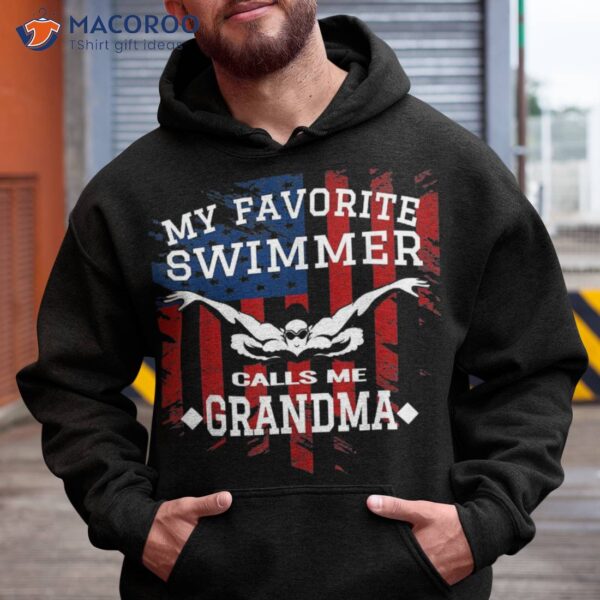 Swim Grandma Tshirt Funny Us American Flag Swimming Gift Tee