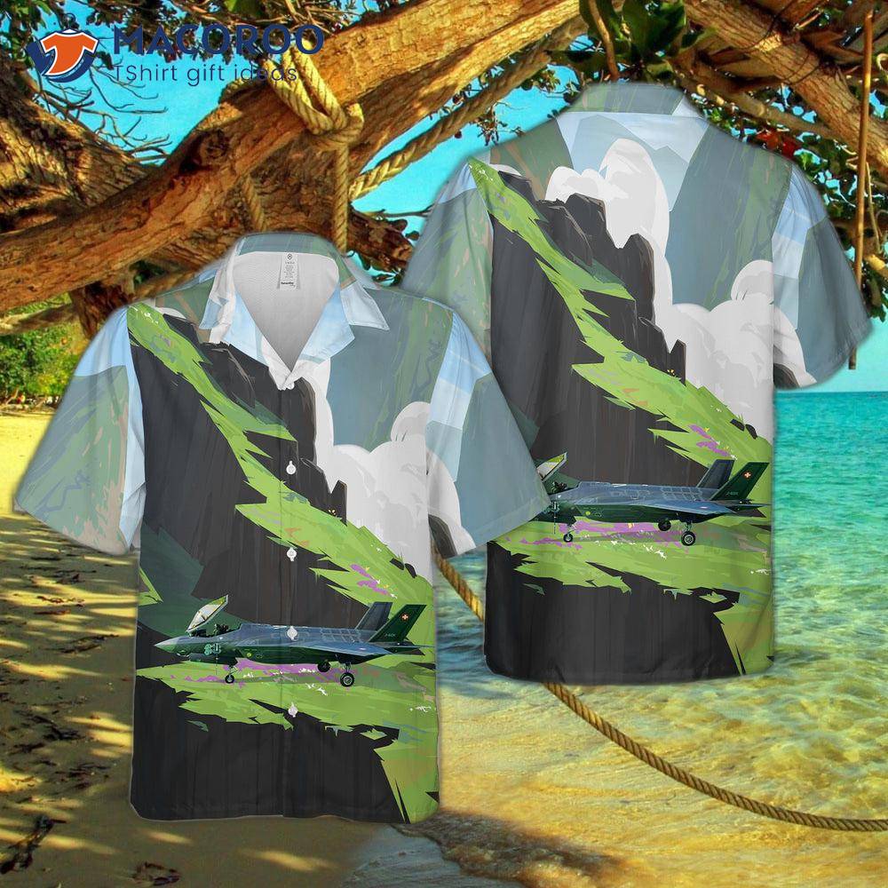 Swiss Air Force F35 Hawaiian-style Shirt Swiss Air Force F35 Hawaiian-style Shirt