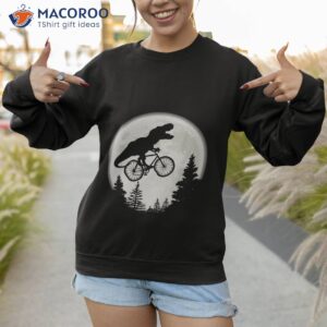 t rex cycling moon bike dinosaur riding bicycle funny biking shirt sweatshirt