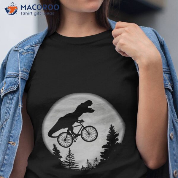 T-rex Cycling Moon Bike Dinosaur Riding Bicycle Funny Biking Shirt