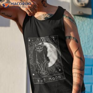 tarot card crescent moon and cat graphic shirt tank top 1