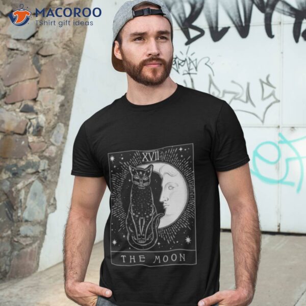 Tarot Card Crescent Moon And Cat Graphic Shirt