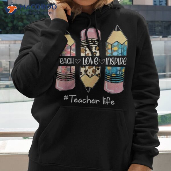 Teach Love Inspire Teacher Life Crayon Shirt