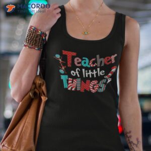 teacher of little things gift for cat in hat shirt tank top 4