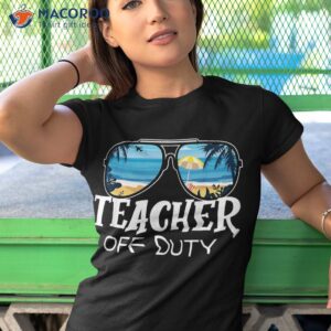 teacher off duty sunglasses palm tree beach sunset shirt tshirt 1
