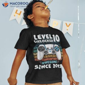 Level 10 Unlocked 10th Birthday Year Old Boy Gifts Gamer Shirt