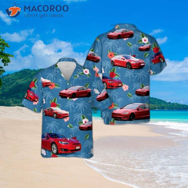 Tesla Model S Plaid Red Hawaiian Shirt