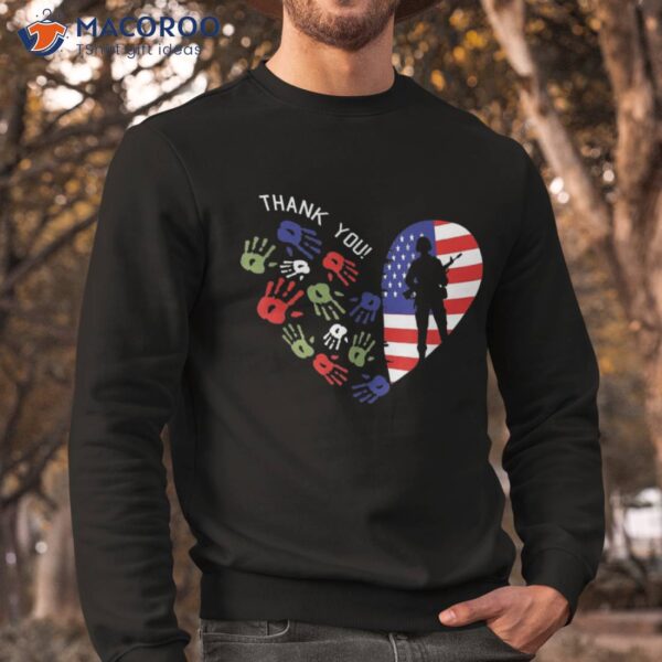Thank You Veterans Day American Flag Heart Military Army Shirt