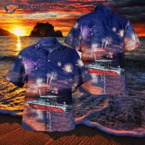 The Chicago Fire Departt (cfd) Of Illinois, Eugene Blackmon Fireboat, Celebrated Fourth July In Hawaiian Shirts.