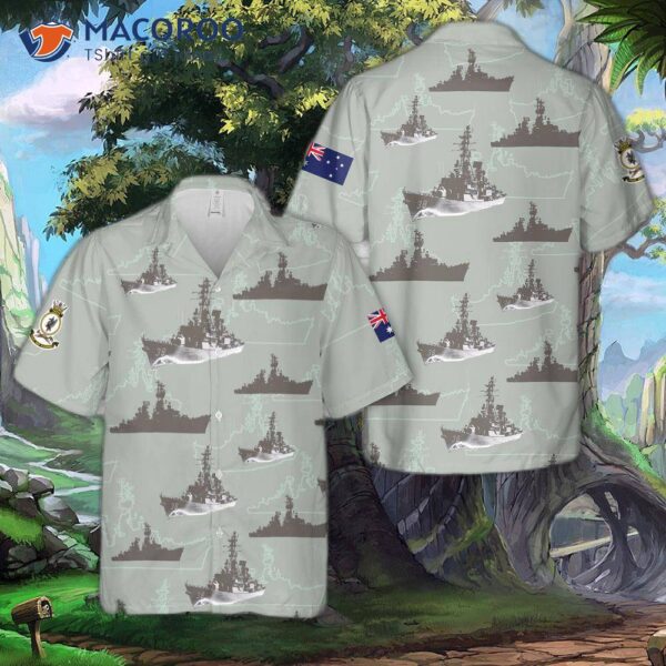 The Royal Australian Navy’s Hmas Perth Ii (d 38) Silhouette Hawaiian Shirt