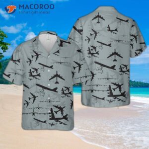 The U.s. Air Force Boeing B-52 Stratofortress Aircraft Silhouettes Hawaiian Shirt.