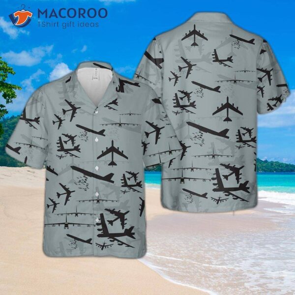 The U.s. Air Force Boeing B-52 Stratofortress Aircraft Silhouettes Hawaiian Shirt.