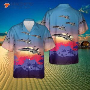 The U.s. Navy F/a-18e Super Hornet Of Strike Fighter Squadron 137 (vfa-137) “kestrels” Hawaiian Shirt