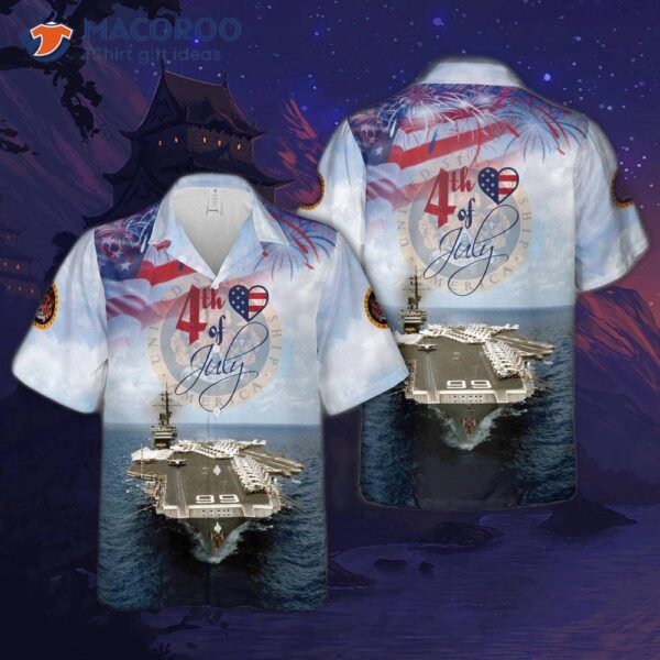 The U.s. Navy’s Uss America (cva/cv-66) Fourth Of July Hawaiian Shirt