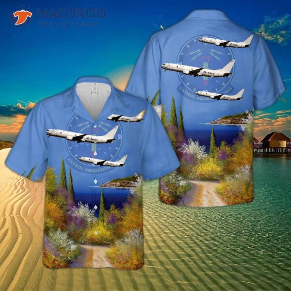 The United States Navy Boeing P-8a Poseidon 168858 Of Vp-10 Red Lancers Hawaiian Shirt.