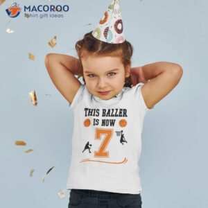 This Baller Is Now 7 Years Old Basketball 7th Birthday Boy Shirt