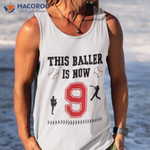 this baller is now 9 years old baseball 9th birthday boy shirt tank top