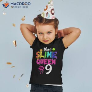 this slime queen is 9th birthday girl crown 9 years old bday shirt tshirt 2