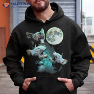 three hairless sphynx cats howl at moon 3 wolfs funny parody shirt hoodie