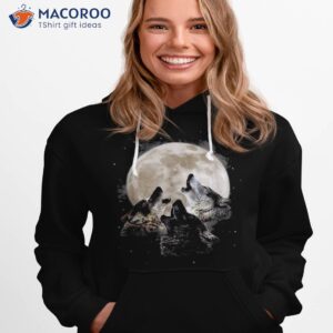 three wolves howling at the moon wolf lover shirt hoodie 1