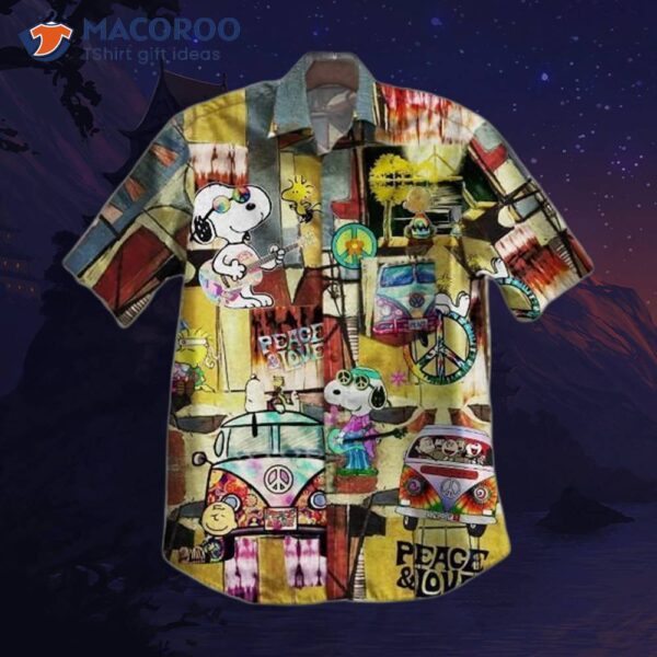 Tie Dye Snopy Beautiful Pattern Gifts For Caroon Movie Sleeve Hawaiian Shirt