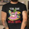 Tis The Sea Sun Santa Surf Flamingo Float Christmas In July Shirt