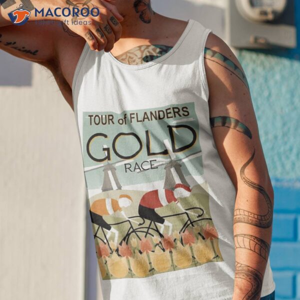 Tour Of Flanders : Abstract Surreal Gold Race Bicycle Racing Print Shirt