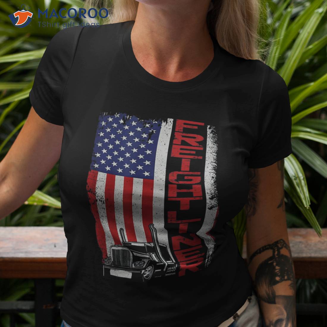 American Flag Semi Truck Driver Gifts Truck Lovers Trucker Women's T-Shirt