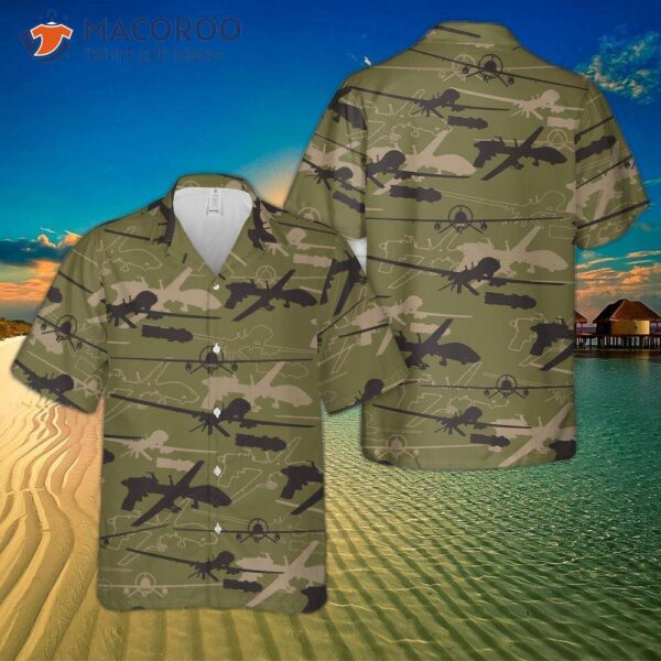 U.s. Army Mq-1c Gray Eagle Silhouette Hawaiian Shirt