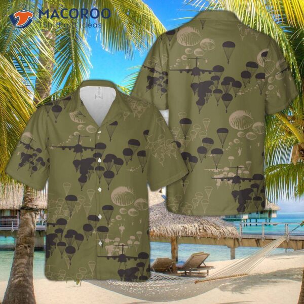 U.s. Army Paratroopers With The 82nd Airborne Division Parachute Silhouetted Hawaiian Shirt