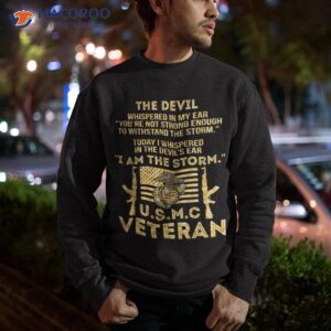 u s m c veteran i am the storm shirt gold foil effect sweatshirt