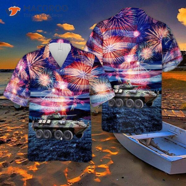 U.s. Marine Corps Light Armored Vehicle Lav-25, Fourth Of July Hawaiian Shirt