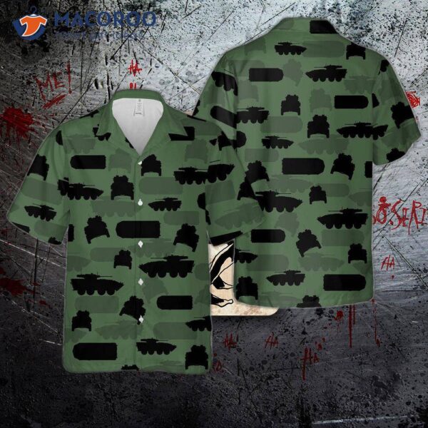 U.s. Marine Corps Light Armored Vehicle Lav-25 Silhouettes On A Hawaiian Shirt