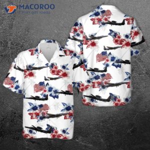 Us Air Force Lockheed U-2s Dragon Lady Red White Blue Flag Floral Hawaiian Shirt