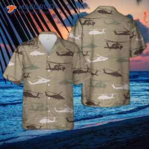 Us Army Sikorsky Uh-60 Black Hawk Silhouette Hawaiian Shirt