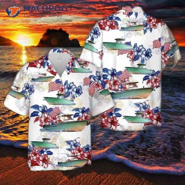 Us Grady-white Boats Canyon Center Console, Fourth Of July Hawaiian Shirt