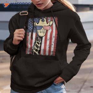 usa flag patriotic giraffe sunglasses funny animal lover shirt hoodie 3