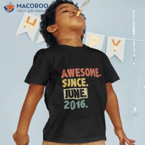 Vintage 7th Birthday Awesome Since June 2016 7 Years Old Shirt