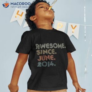 Vintage Awesome Since June 2014 Retro 9th Birthday Shirt