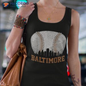 vintage baltimore cityscape baseball lover player and fans shirt tank top 4