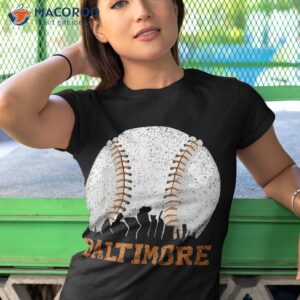 vintage baltimore cityscape baseball lover player and fans shirt tshirt 1