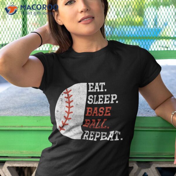 Vintage Baseball Player Eat Sleep Repeat Shirt